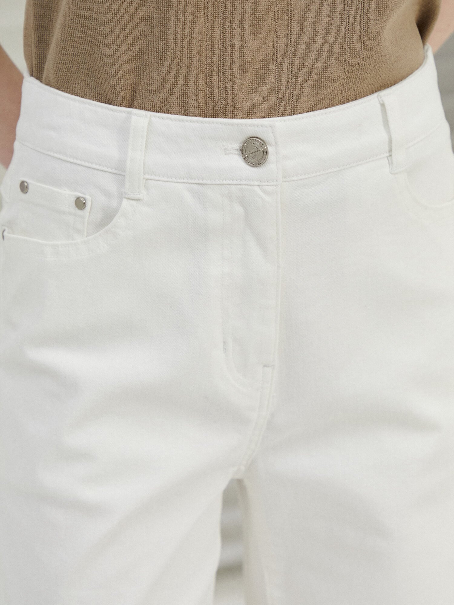 백 밴딩 와이드 데님 팬츠  (WHITE)