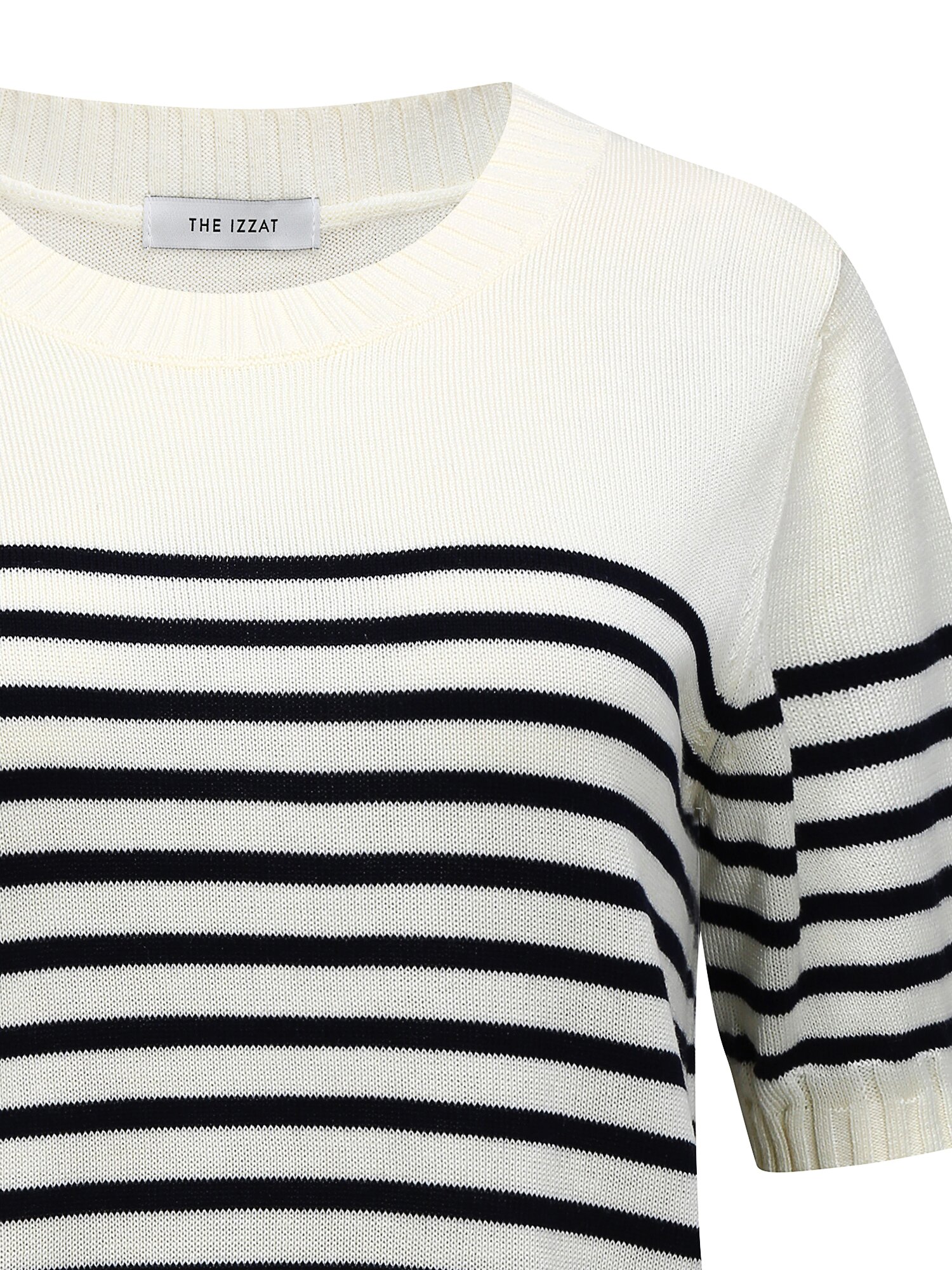 스트라이프 하프 슬리브 니트 (NAVY)