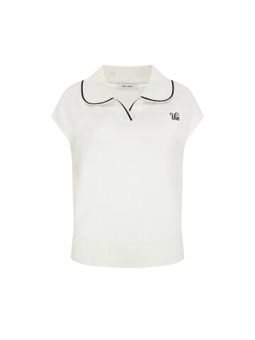 자수 라운드 칼라 풀오버 니트 