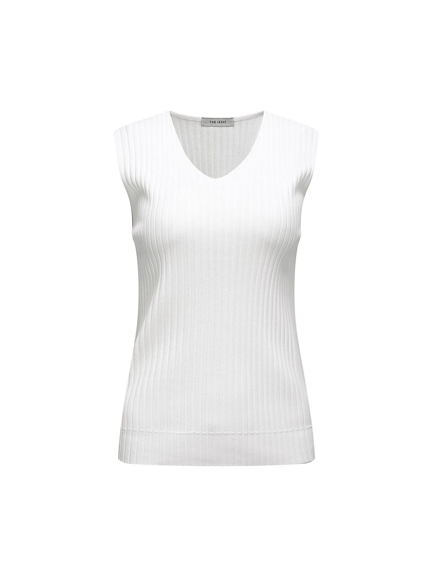 골지 슬리브리스 브이넥 니트 (WHITE)