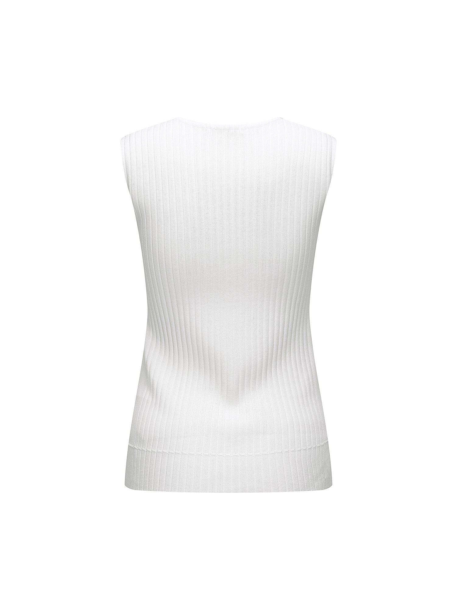 골지 슬리브리스 브이넥 니트 (WHITE)