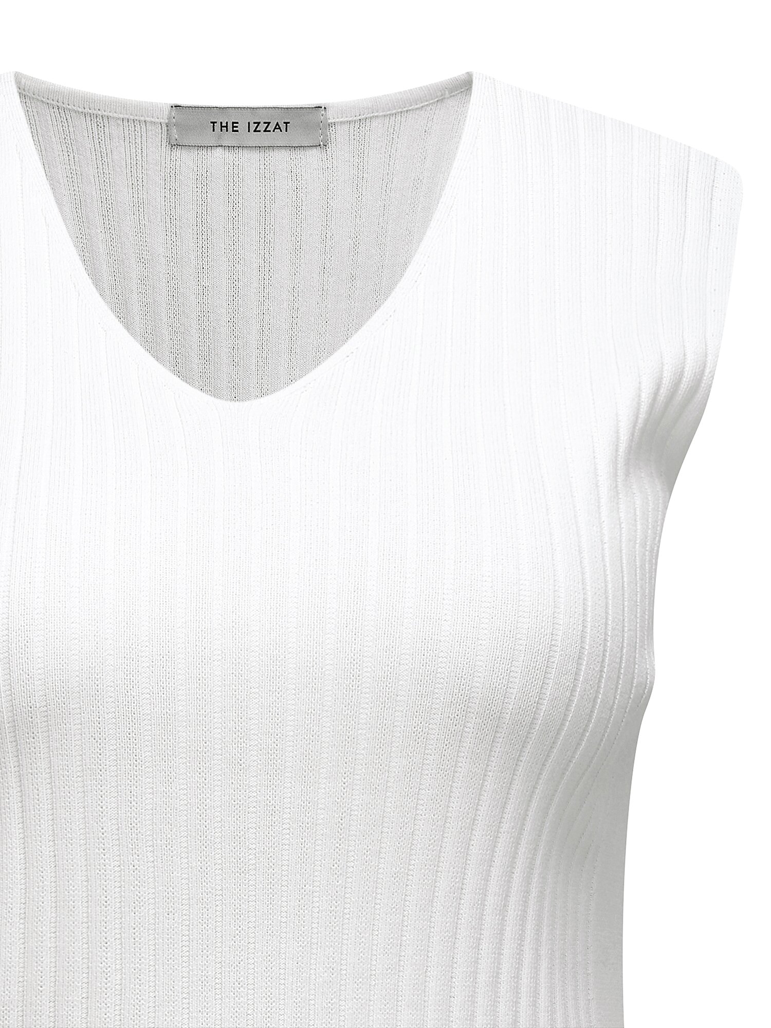 골지 슬리브리스 브이넥 니트 (WHITE)