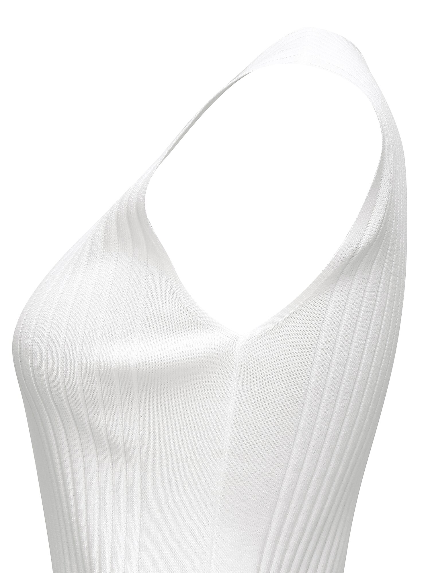 골지 슬리브리스 브이넥 니트 (WHITE)