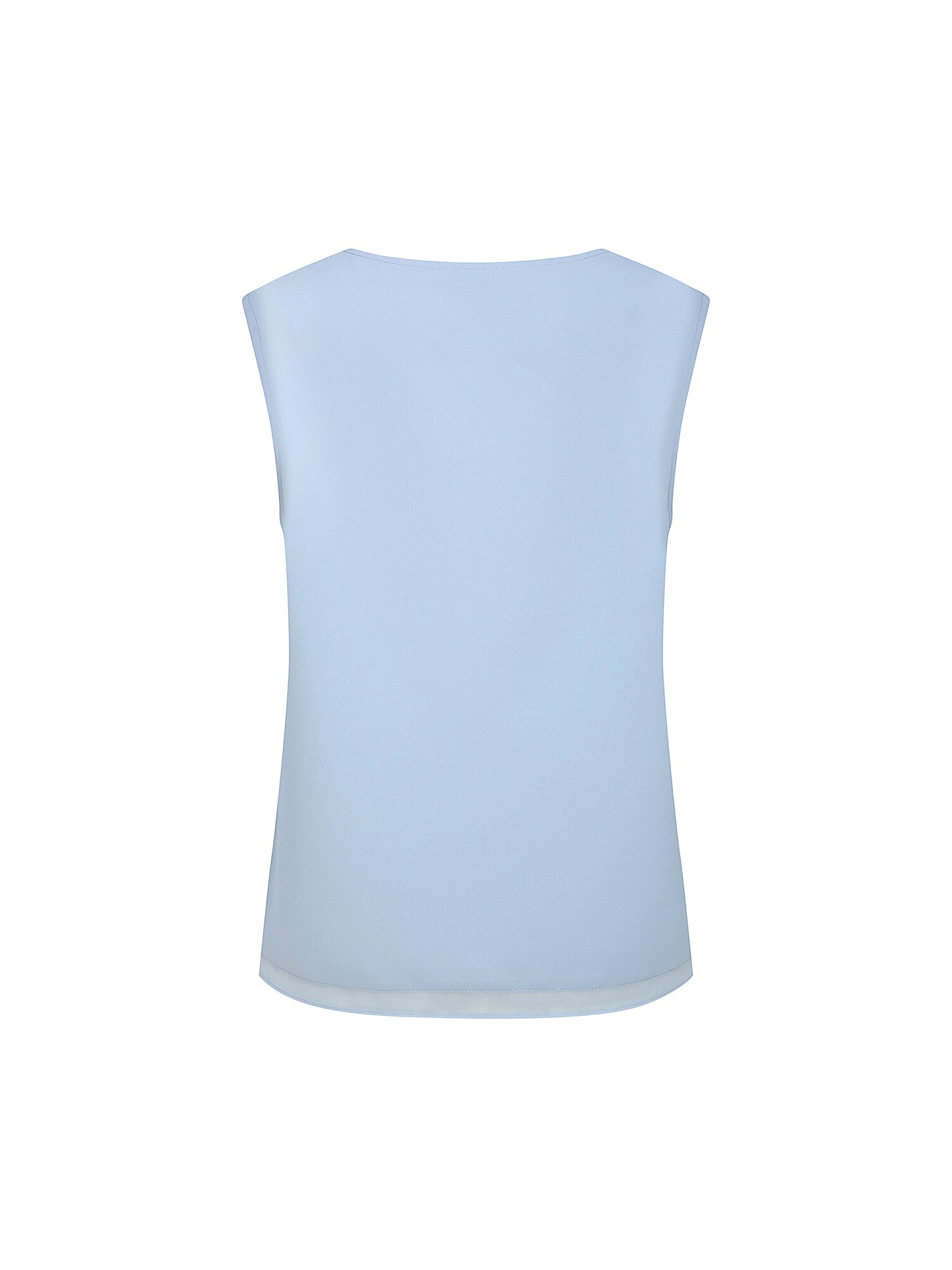 배색 슬리브리스 브이넥 블라우스 (LIGHT BLUE)