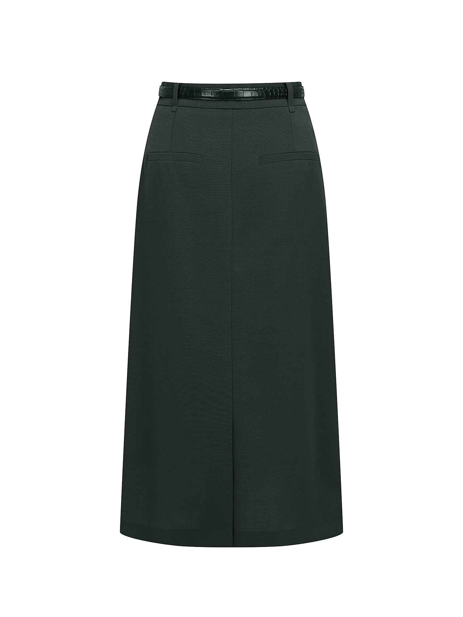 버튼 장식 컷아웃 A라인 스커트 (GREY)