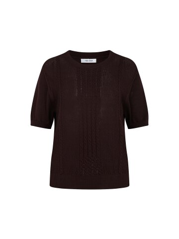 케이블 배색 라운드넥 풀오버 니트 