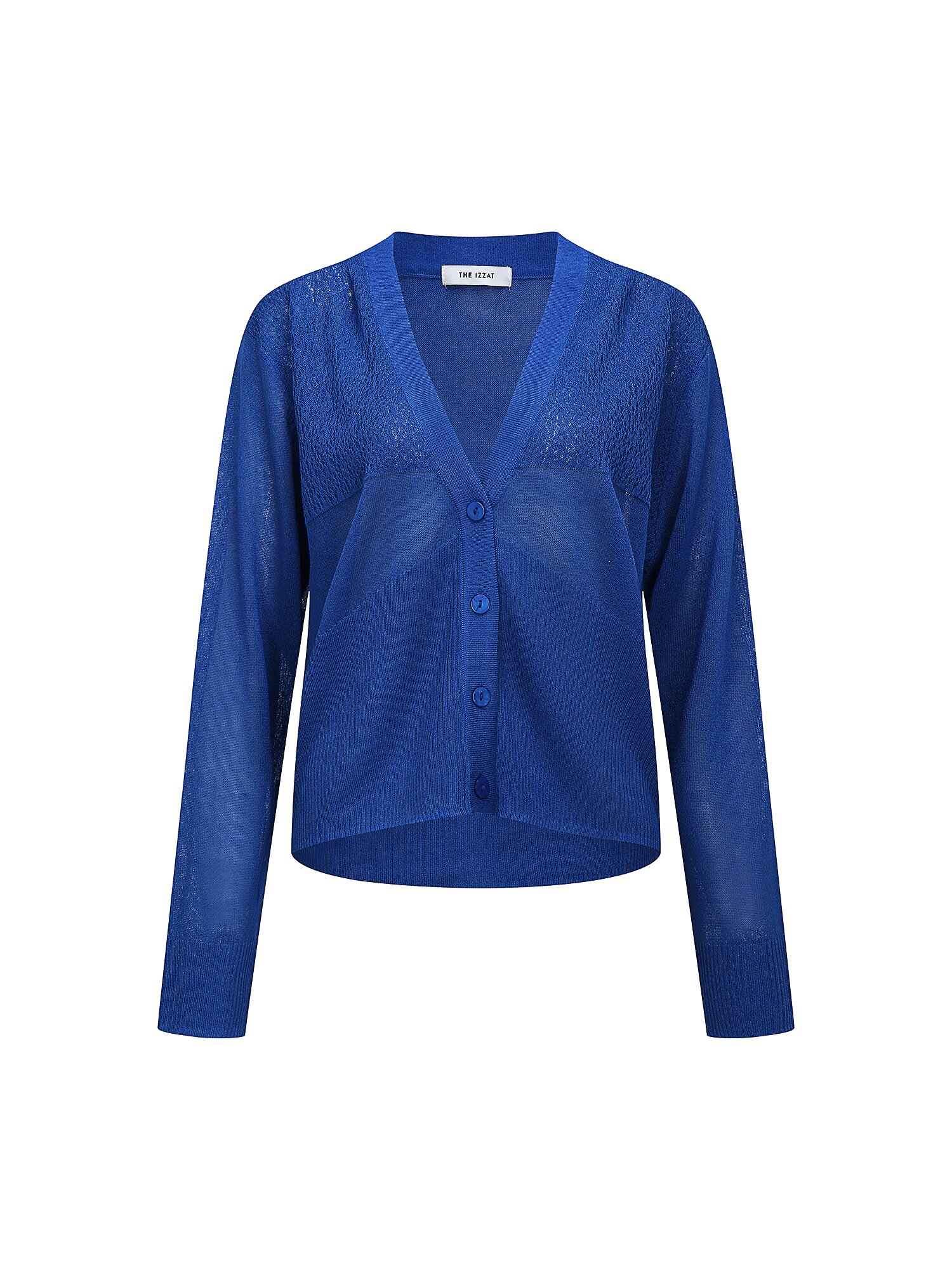 시스루 자카드 브이넥 가디건 (BLUE)