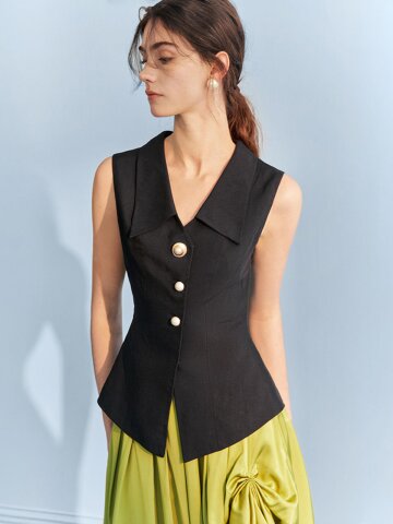 4/28 예약배송_YY_Black pearl buckle vest