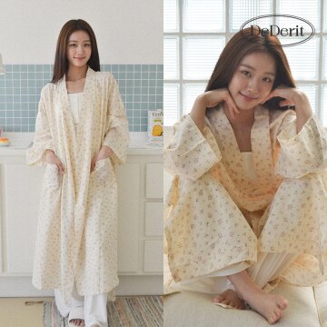 데데리트 예쁜 사계절 홈웨어 꽃 플로럴 블러썸 로브 라운지웨어 파자마 수면 시원한 잠옷 슬립 가운 집들이 생일 친구 커플 선물