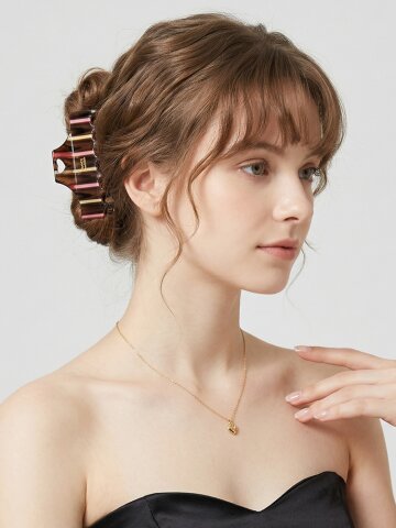 루시엔 아세테이트 헤어 집게핀 스트라이프 여성 올림머리 헤어핀 A290