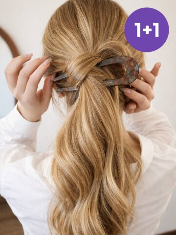 루라엘 1+1 U자 비녀 아세테이트 13cm 라지 빅 올림머리 뒤꽂이 A292