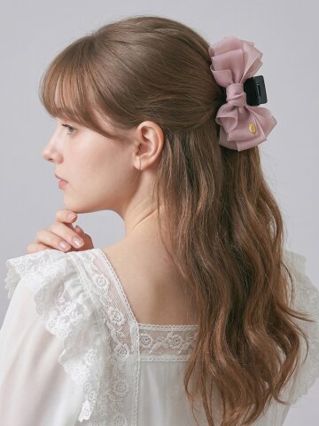 마리라 볼륨 리본 집게핀 쉬폰 반묶음 올림머리 포인트 헤어핀 A295