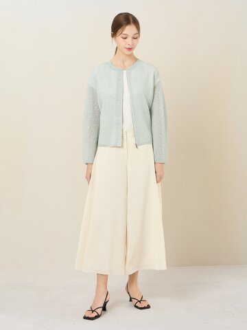 시어 플레어 백 밴딩 크롭 팬츠 (IVORY)