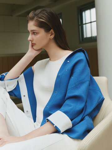 린넨 롤업 7부 셔츠 재킷 