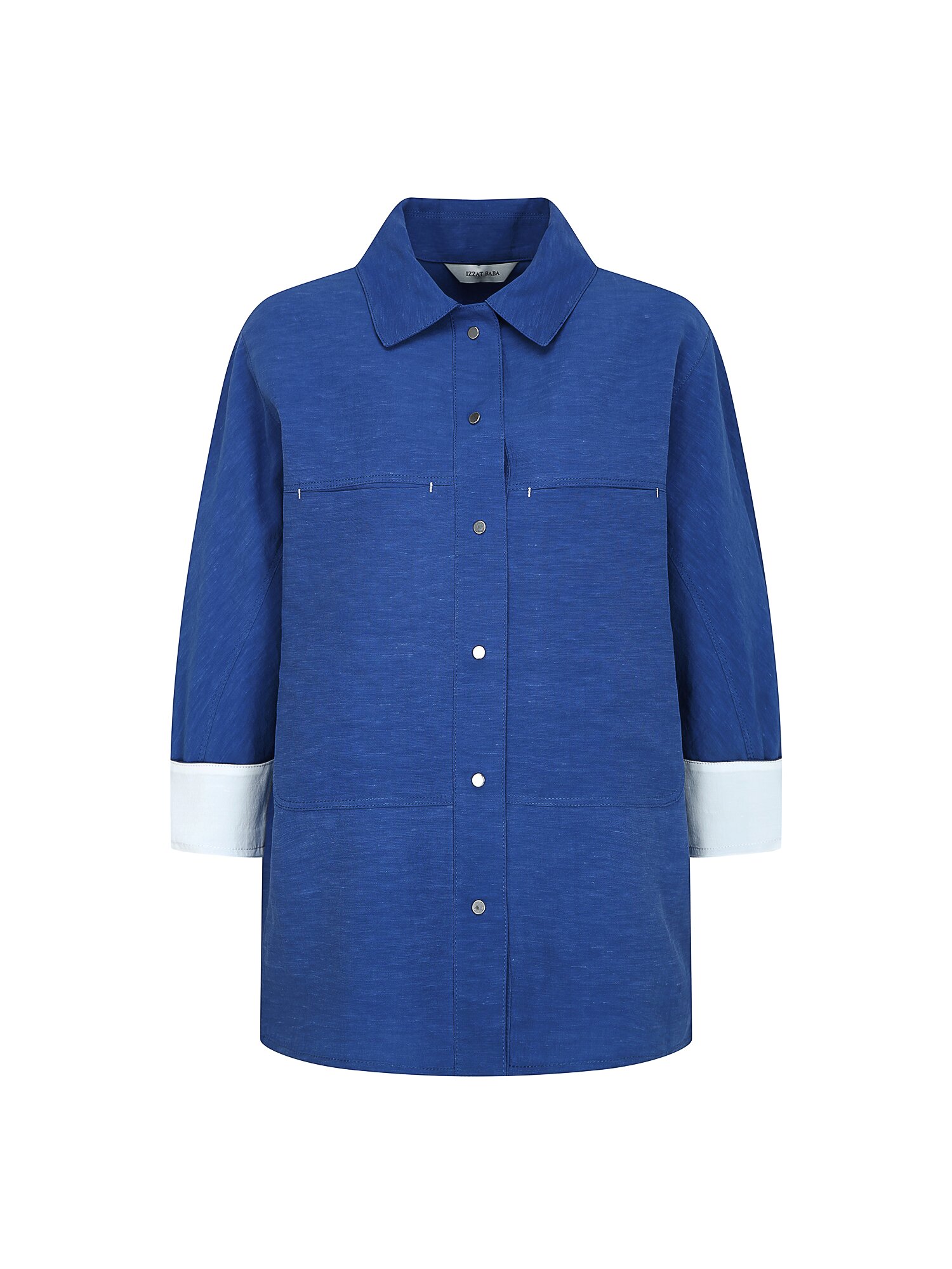 린넨 롤업 7부 셔츠 재킷 (BLUE)