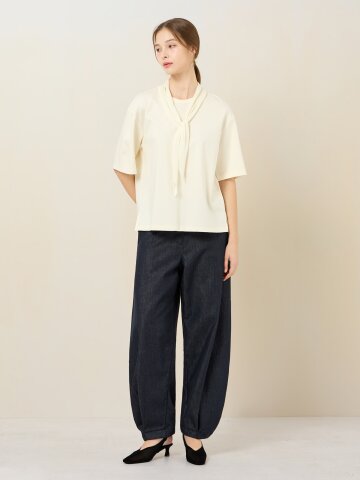 사이드 탭 벌룬 데님 팬츠 (INDIGO)