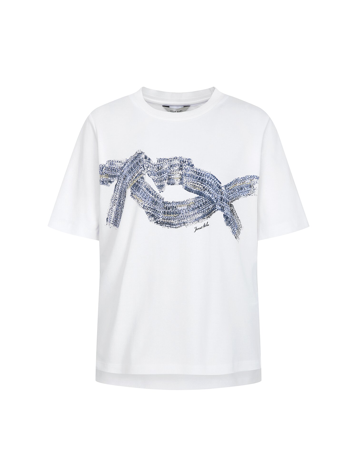 코튼 자수 프린트 비딩 티셔츠 (WHITE)