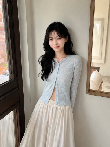시스루 슬릿넥 크롭 가디건 
