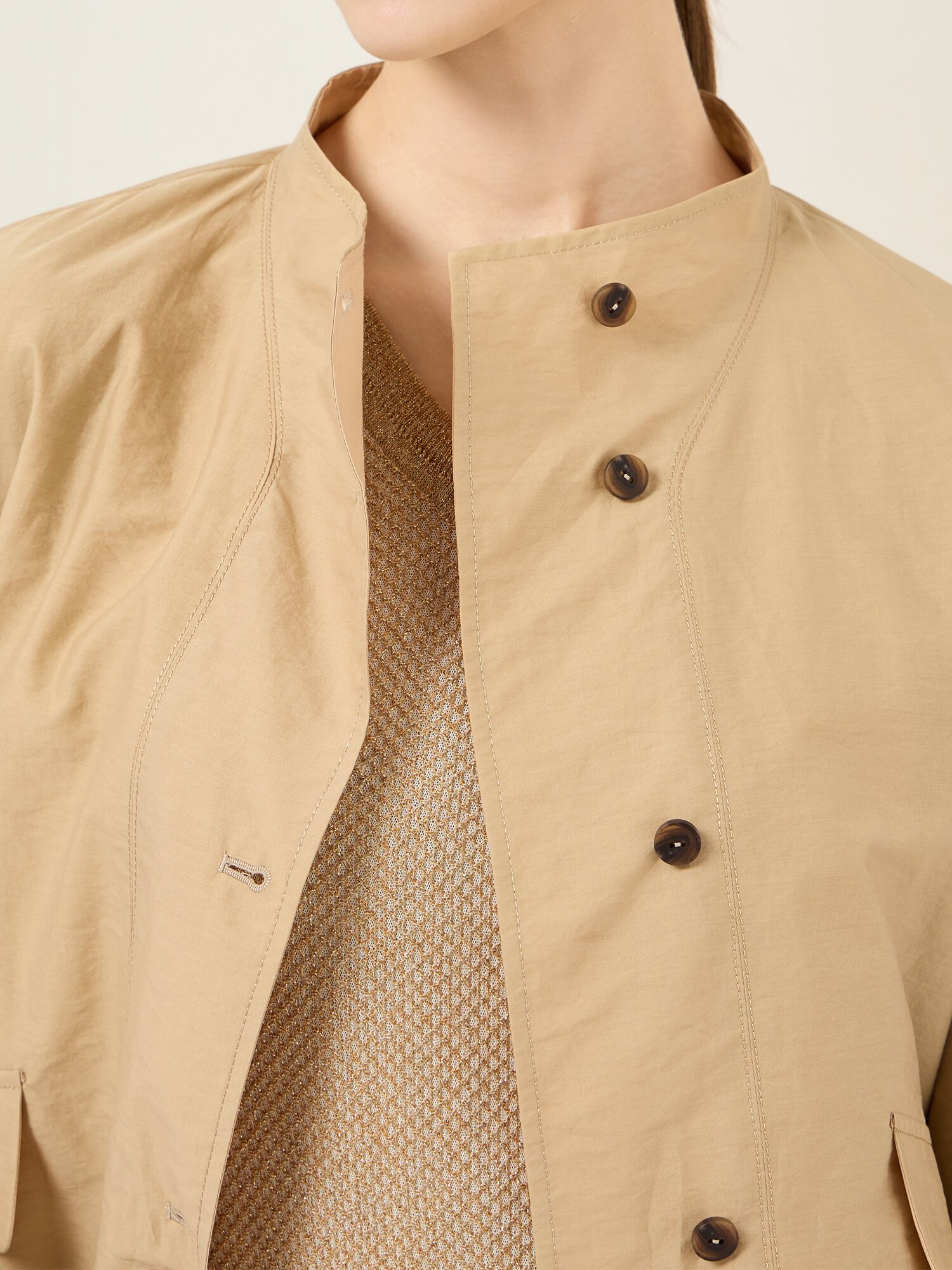 코튼 혼방 스탠드 칼라 점퍼 (CAMEL)