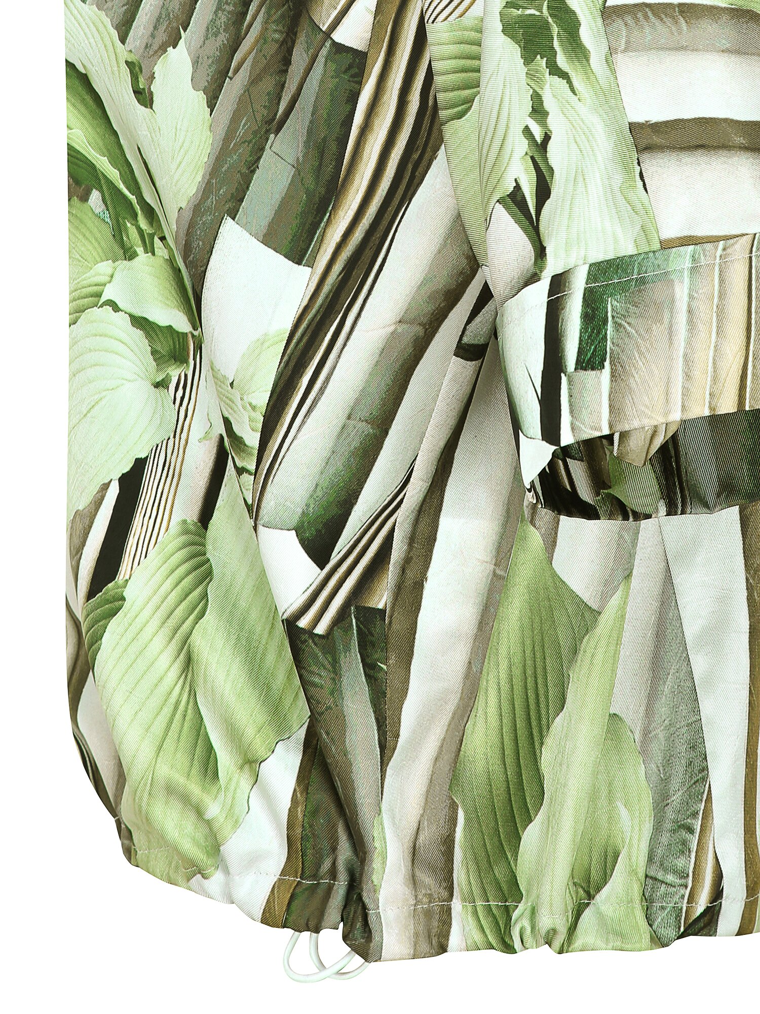 오버핏 새틴 스트링 블라우스 (PRINT GREEN)