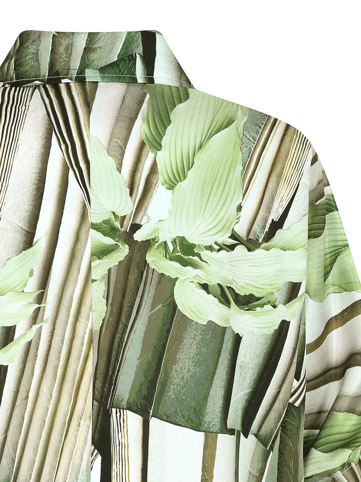 오버핏 새틴 스트링 블라우스 (PRINT GREEN)