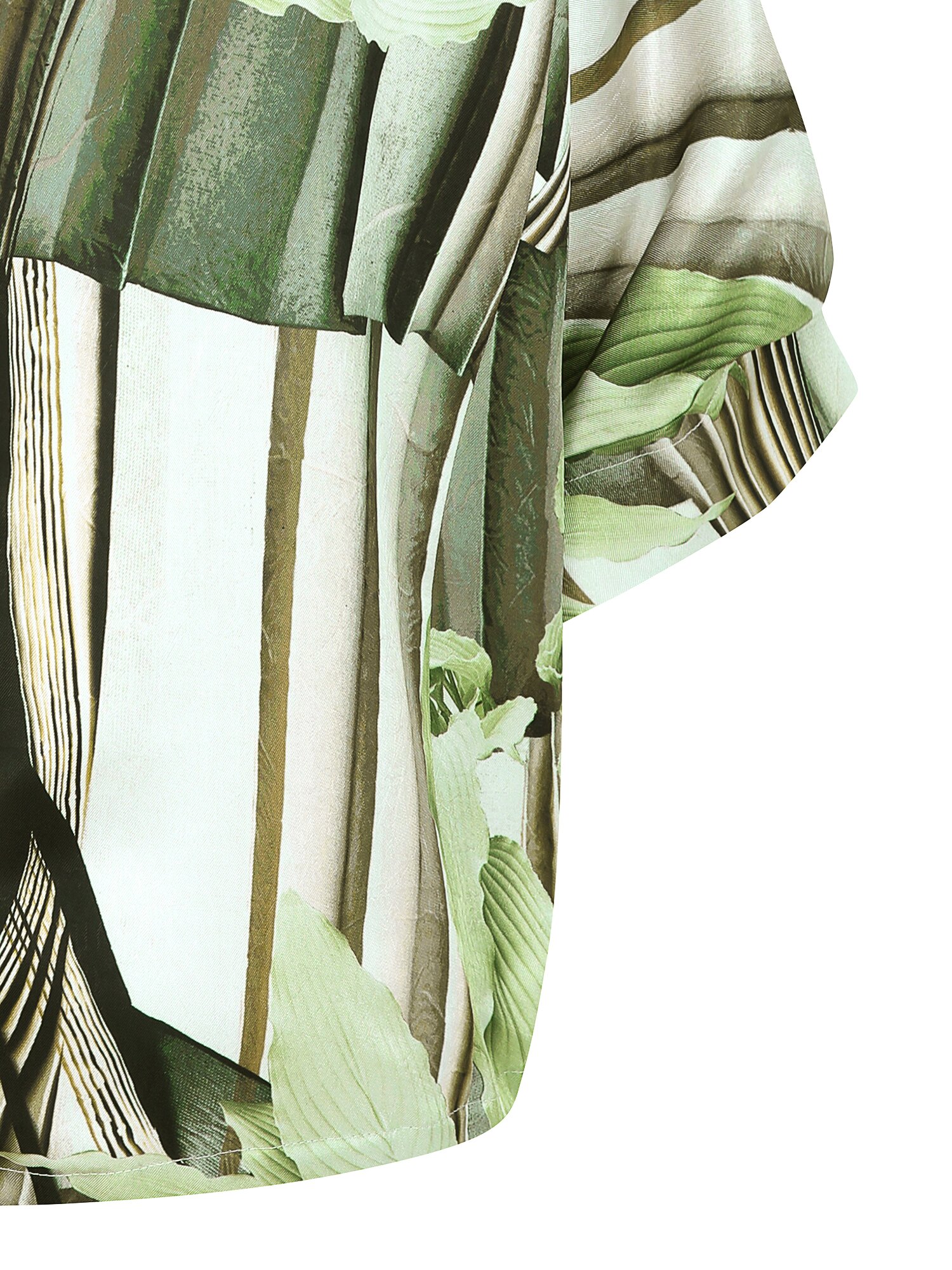 오버핏 새틴 스트링 블라우스 (PRINT GREEN)