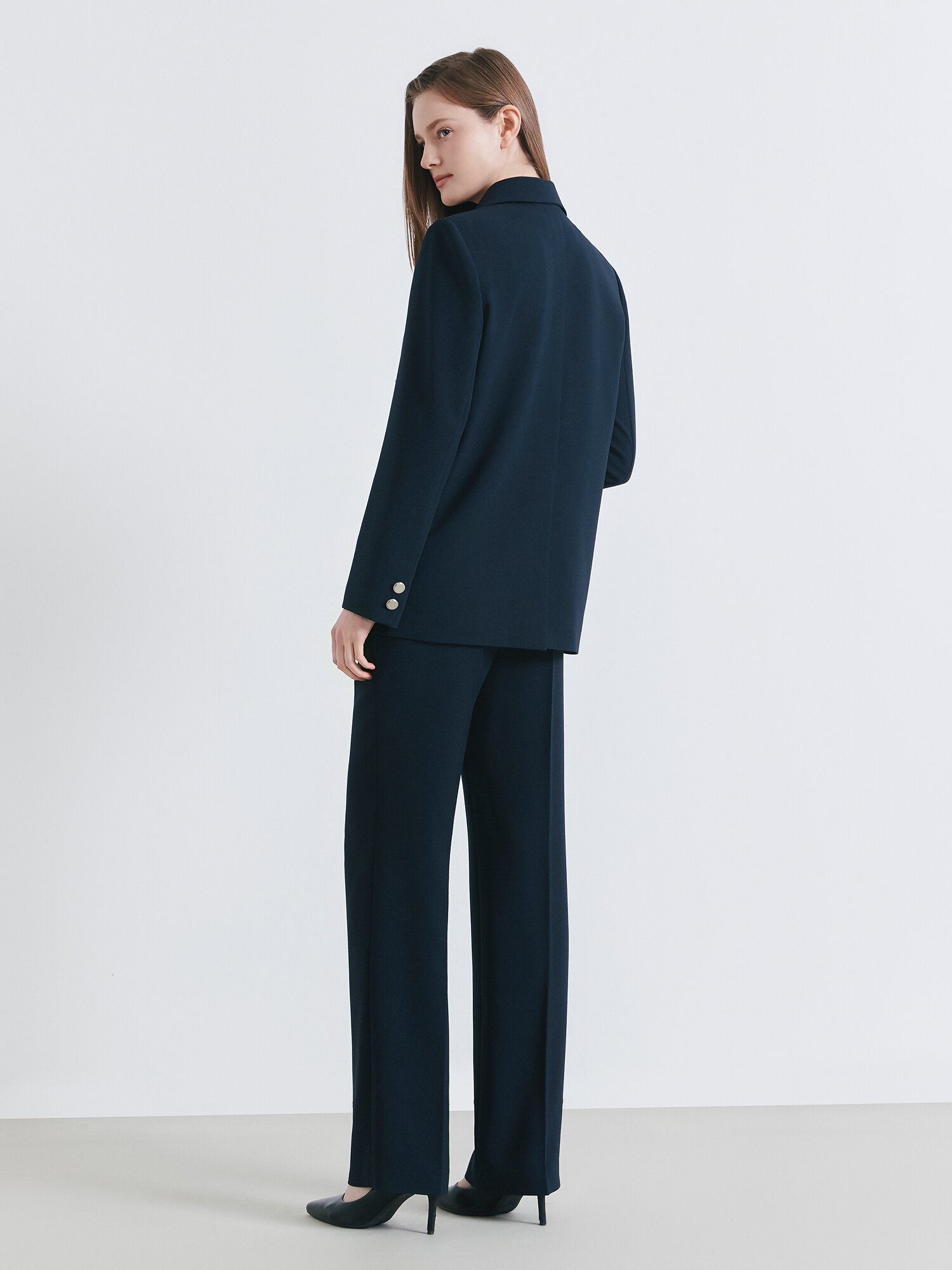 롤업 테일러드 더블 버튼 재킷 (NAVY)