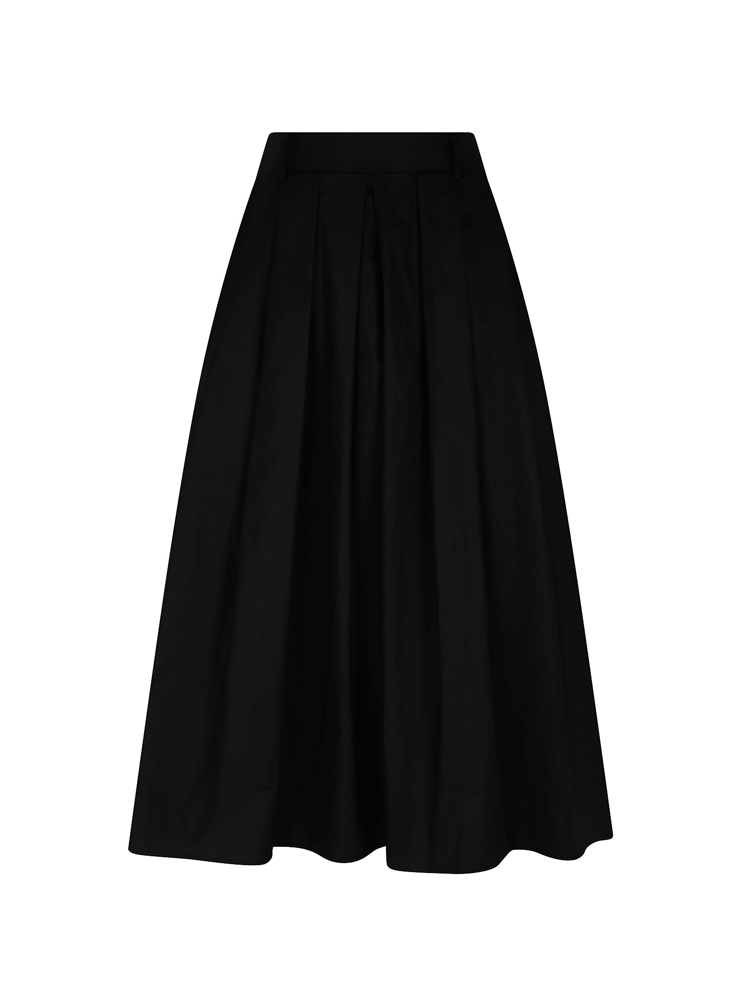 코튼 백 밴딩 플레어 스커트 (BLACK)