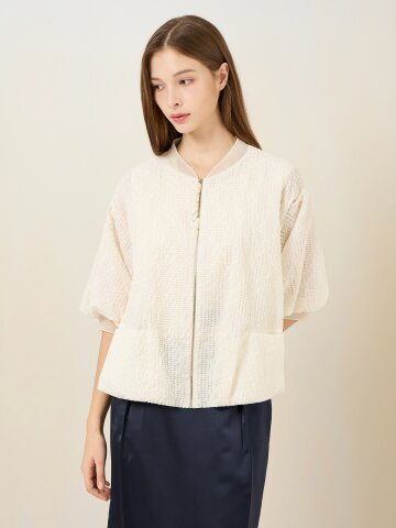 시어 진주 참 하프 자켓 (IVORY)