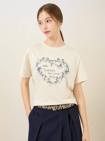 코튼 홀스 글리터 그래픽 반팔 티셔츠 (CREAM)