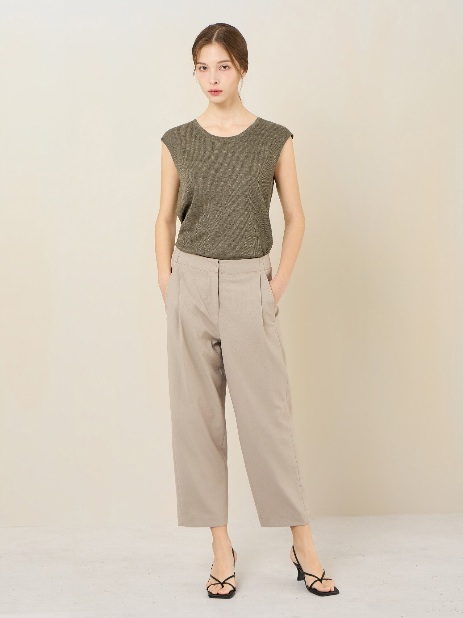 루즈핏 후드 가디건 슬리브리스 세트 (GREY)