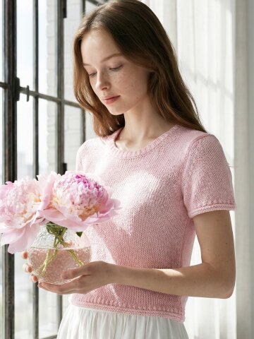 시그니처 코튼 청키 스쿱 넥 니트 풀오버_페일핑크_S M