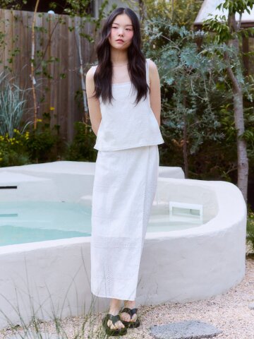 레이스 자수 오간자 랩 스커트_YHSK260404