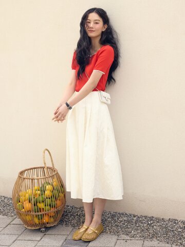 주름이 자카드 스커트_YHSK260411