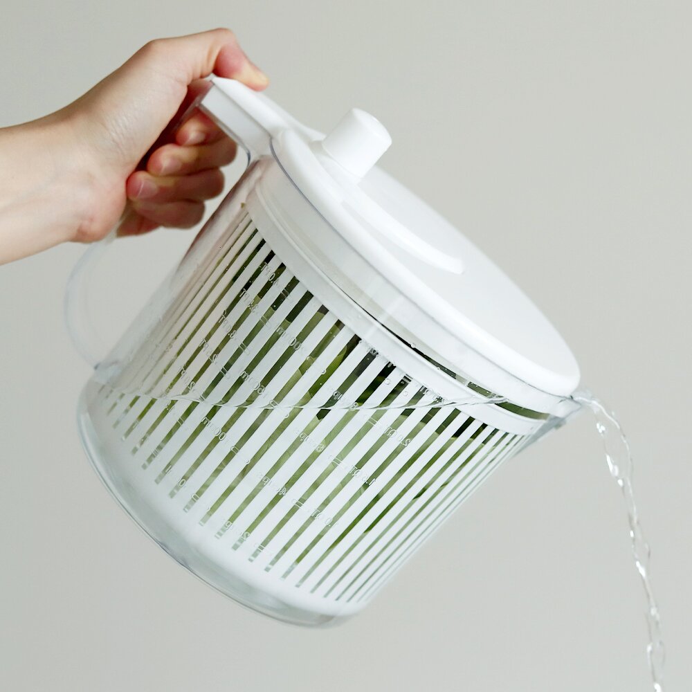 리본제이 콤팩트 만능 야채 탈수기 핸들 손잡이형 2.5L / 반자동 샐러드 스피너 짤순이 믹싱볼 채반 세트