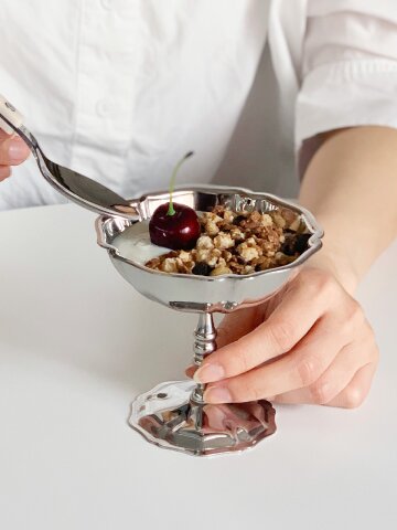 빈티지 스텐 디저트볼 오벌 스텐드 트레이 2타입