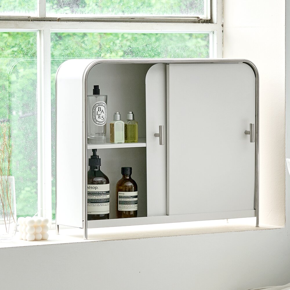 무디타 비화이트 와이드 슬림 양문형 주방 수납장 / 철제 슬라이딩 서랍장 양념통 틈새 정리함