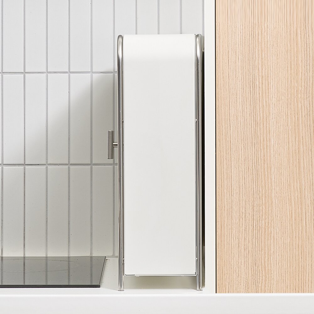 무디타 비화이트 와이드 슬림 양문형 주방 수납장 / 철제 슬라이딩 서랍장 양념통 틈새 정리함