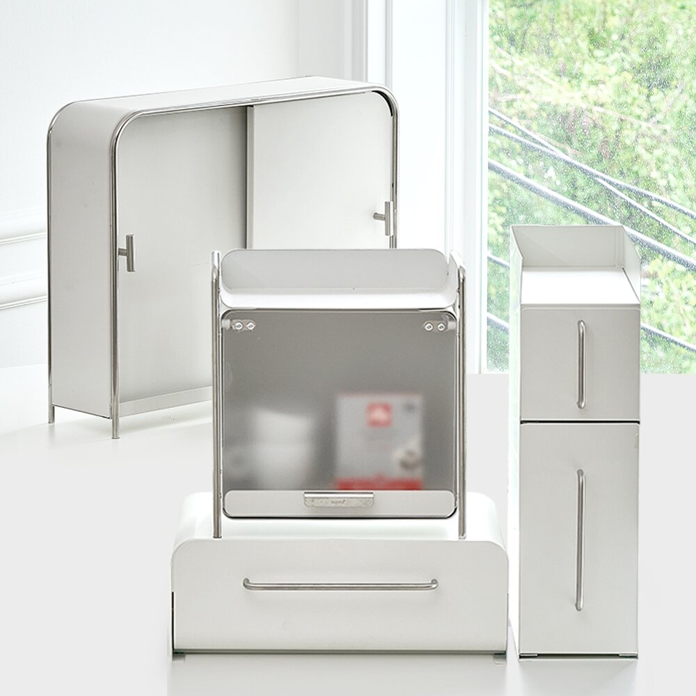 무디타 비화이트 와이드 슬림 양문형 주방 수납장 / 철제 슬라이딩 서랍장 양념통 틈새 정리함