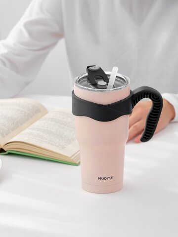 리본제이 무디타 이중 진공 대용량 스텐 텀블러 900ml (손잡이+뚜껑+빨대 포함 4종 세트)