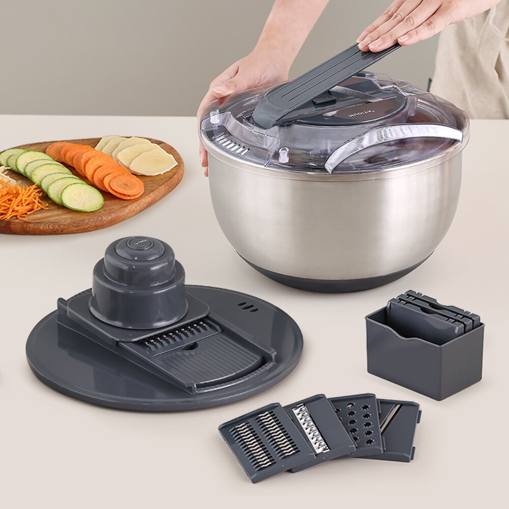 무디타 프로페셔널 304 스텐 믹싱볼 야채 탈수기 5L /  만능 채칼 6종 세트 믹싱볼 채반