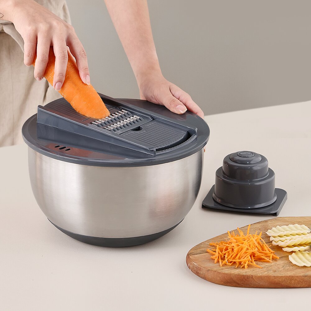 무디타 프로페셔널 304 스텐 믹싱볼 야채 탈수기 5L /  만능 채칼 6종 세트 믹싱볼 채반