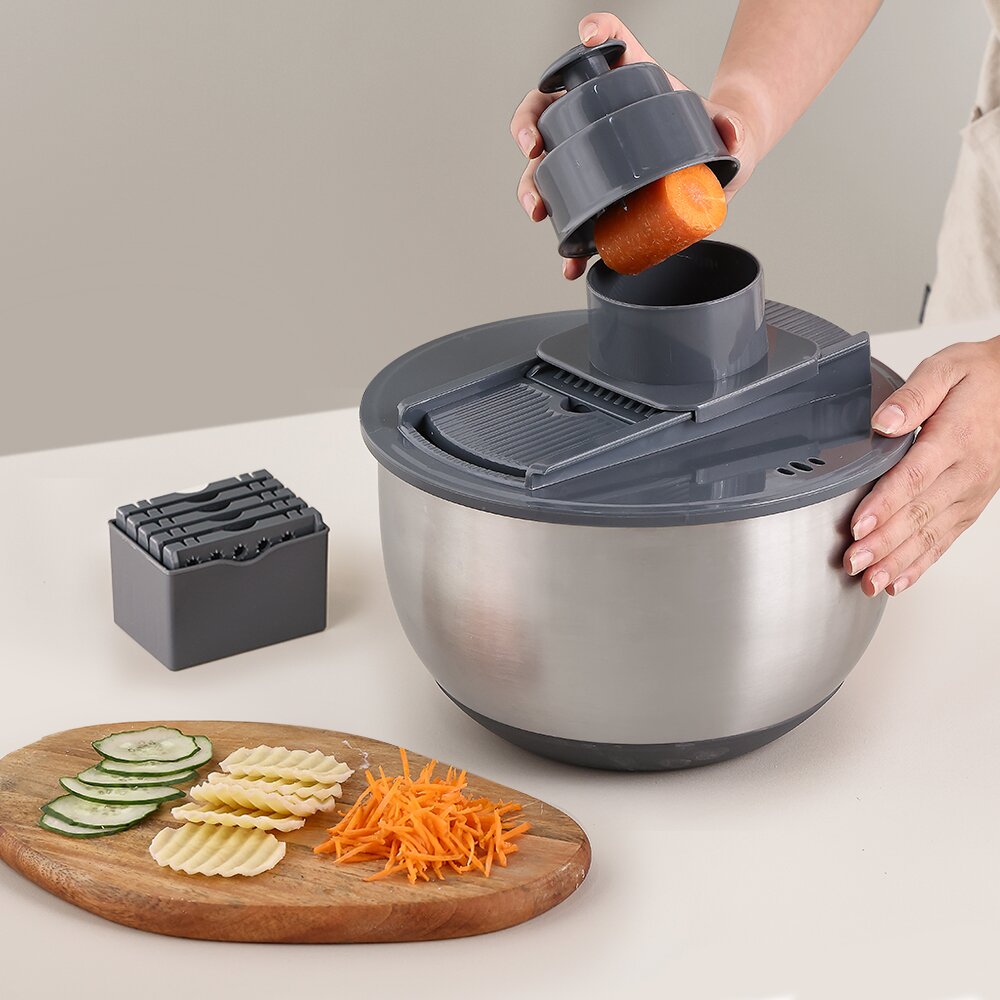 무디타 프로페셔널 304 스텐 믹싱볼 야채 탈수기 5L /  만능 채칼 6종 세트 믹싱볼 채반