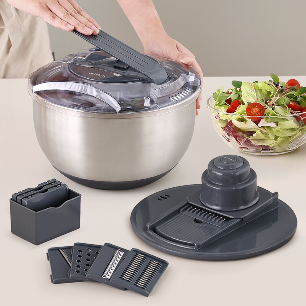 무디타 프로페셔널 304 스텐 믹싱볼 야채 탈수기 5L /  만능 채칼 6종 세트 믹싱볼 채반