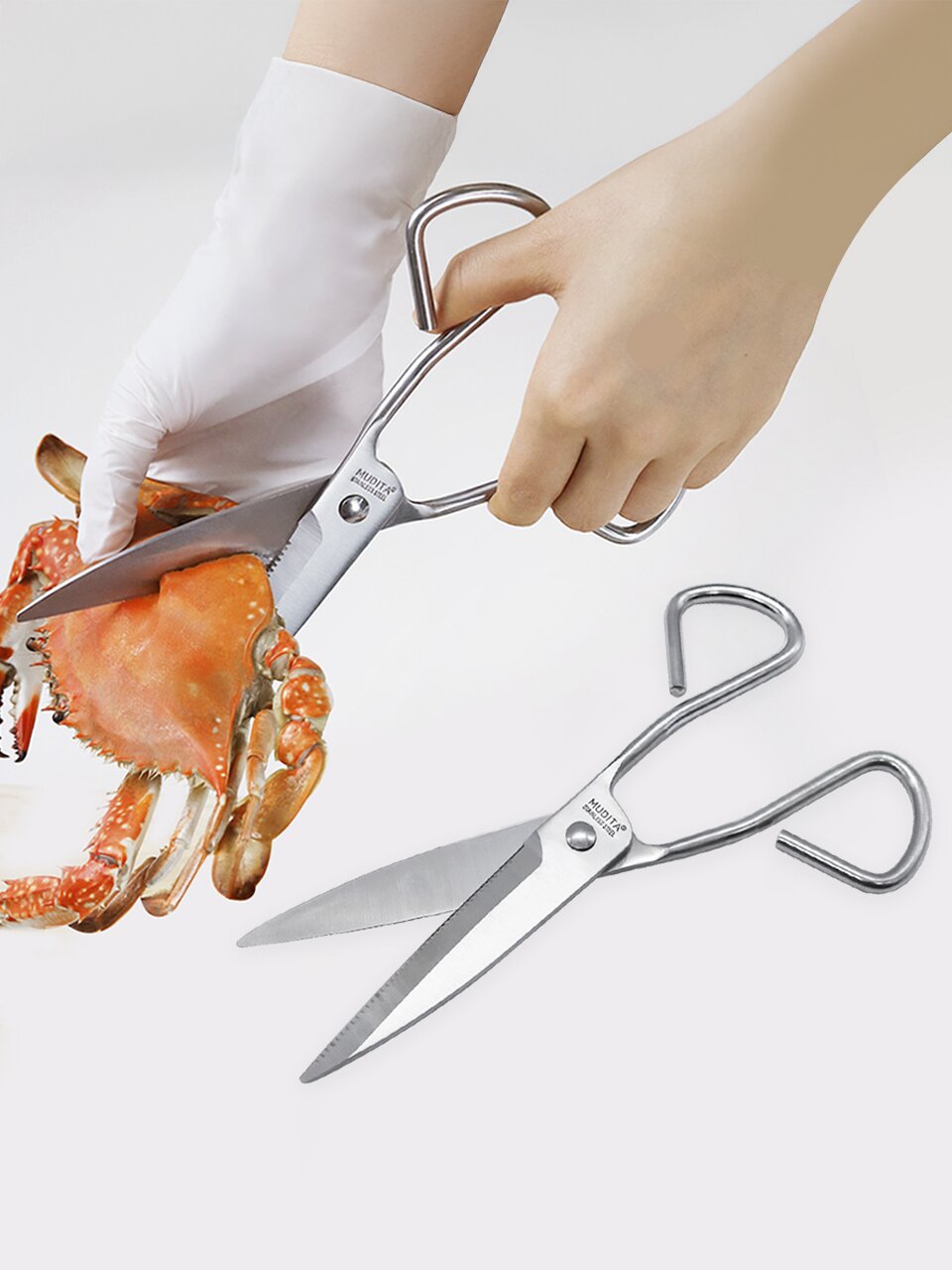 리본제이 무디타 올스텐 일체형 주방가위 21cm 2P 세트 /  고기가위 캠핑가위 스텐가위