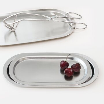 포스코 생산 최고급 스텐 무광 타원접시 2종세트 (24cm+28cm) 트레이 플레이트