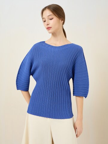 코튼 플리츠 반소매 풀오버 