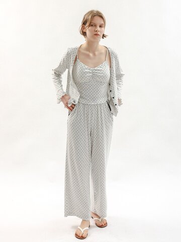 MJ_Sweet polka dot pajama three-piece set_GRAY