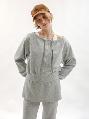 MJ_Casual hood two-piece set_GRAY