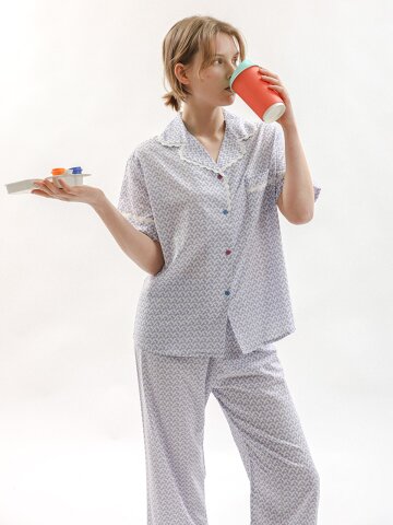 MJ_Dot check pajama two-piece set_2color